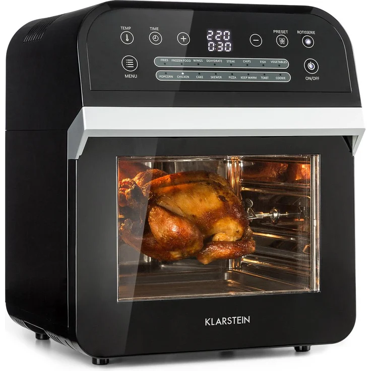 Klarstein AeroVital Cube Heißluftfritteuse 1600W 12l Timer 16 Programme weiß Schwarz – Bild 1