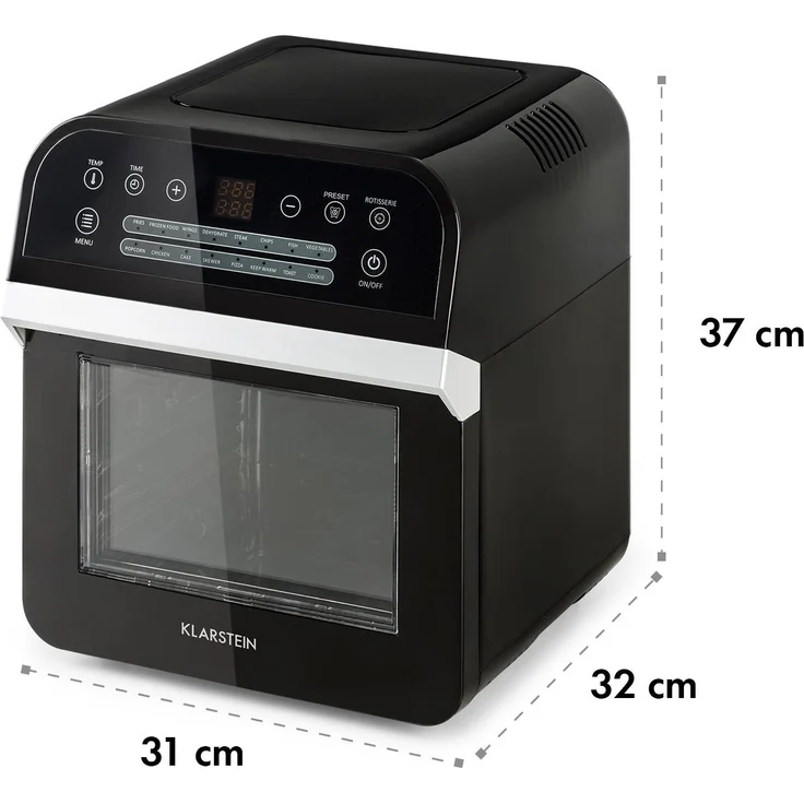 Klarstein AeroVital Cube Heißluftfritteuse 1600W 12l Timer 16 Programme weiß Schwarz – Bild 9