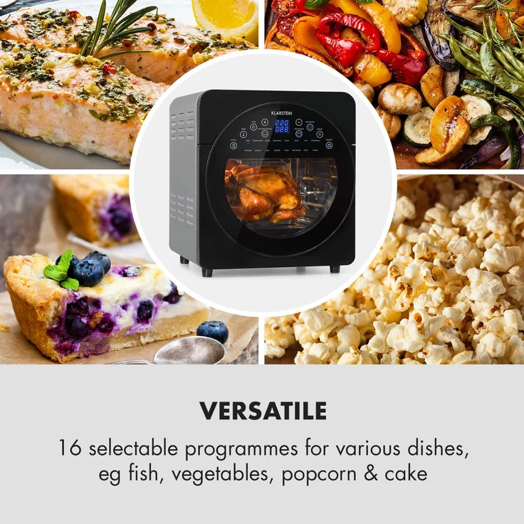 Klarstein AeroVital easy touch Heißluftfritteuse 1700W 14l Timer 16 Programme schwarz Metallic – Bild 6