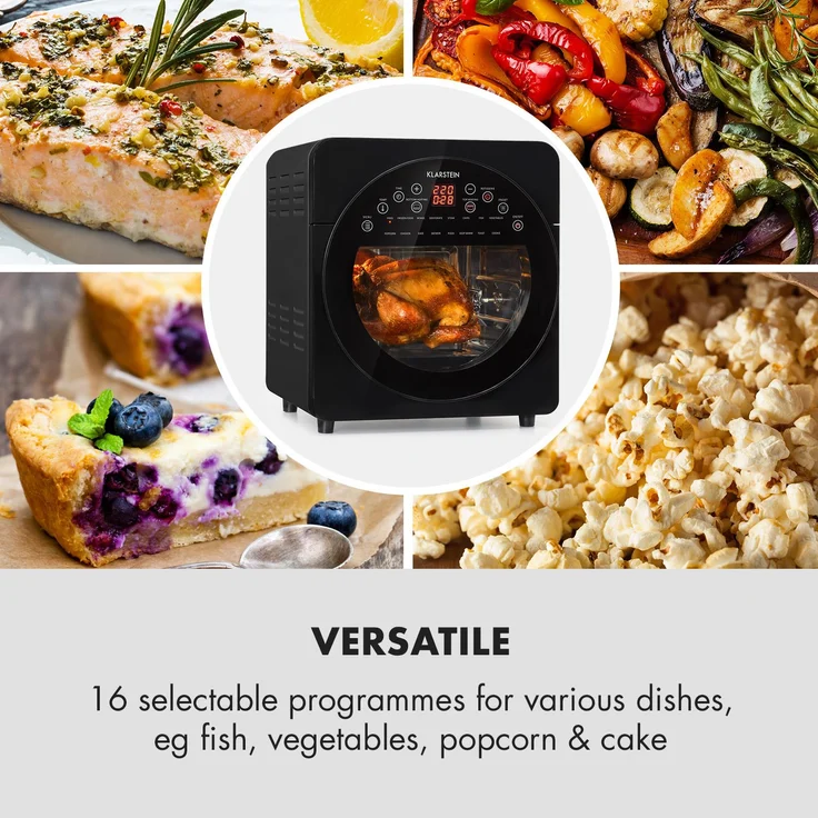 Klarstein AeroVital easy touch Heißluftfritteuse 1700W 14l Timer 16 Programme schwarz Schwarz – Bild 6
