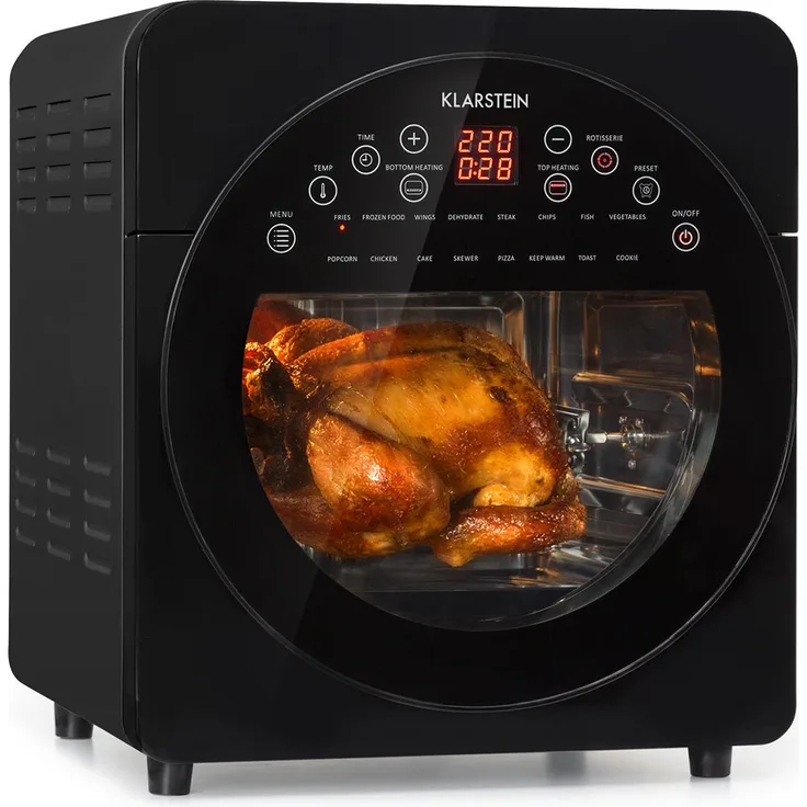 Klarstein AeroVital easy touch Heißluftfritteuse 1700W 14l Timer 16 Programme schwarz Schwarz