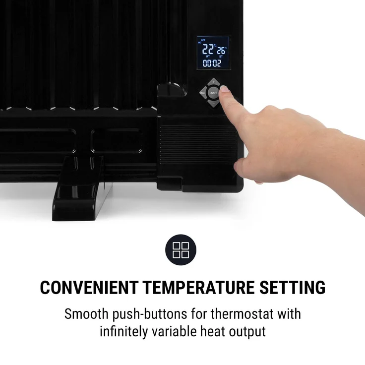 OneConcept Wallander Ölradiator 1000W Thermostat Ölheizung ultraflach schwarz Schwarz, Radiator – Bild 5