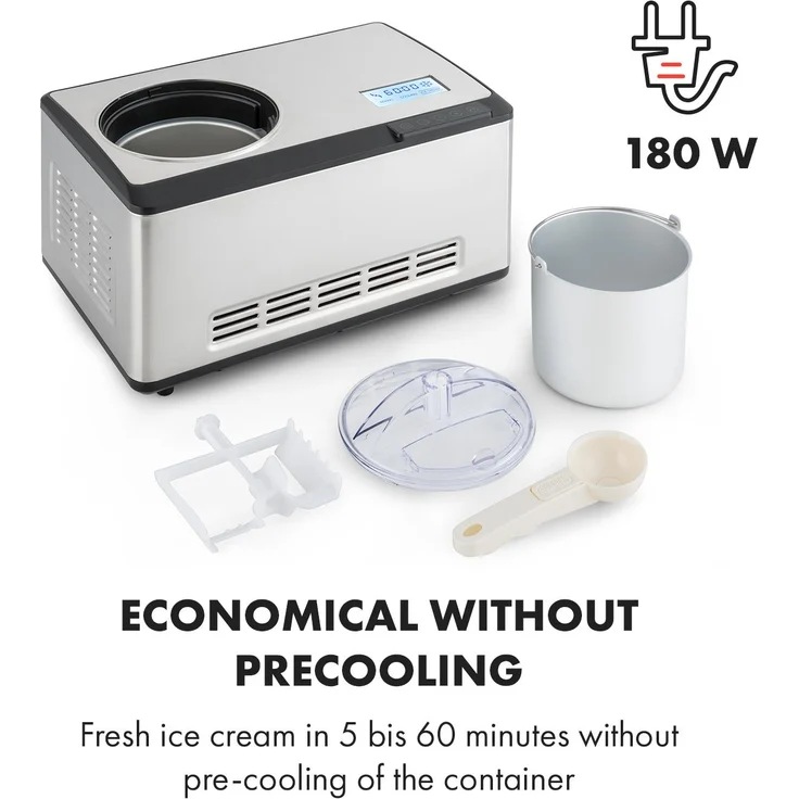 Dolce Bacio Eiscremebereiter Kompressor 2l LCD-Display Touch Edelstahl – Bild 5