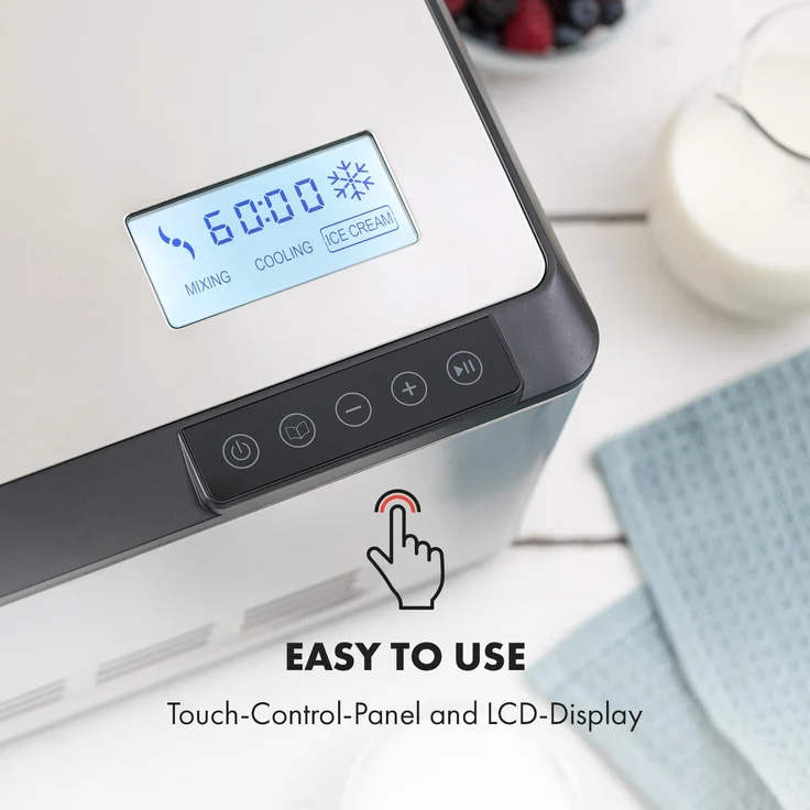 Dolce Bacio Eiscremebereiter Kompressor 2l LCD-Display Touch Edelstahl – Bild 6
