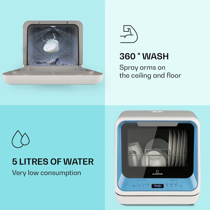 Klarstein Amazonia, Geschirrspüler, A, Geräuschemissionsklasse D, Geräuschemissionen 58 Dezibel – Bild 5