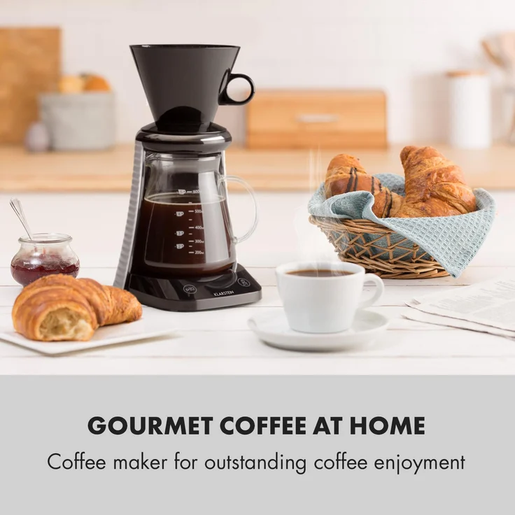 Klarstein craft coffee Waage, Timer, Glaskanne, Filteraufsatz, 600ml, schwarz-weiß – Bild 2