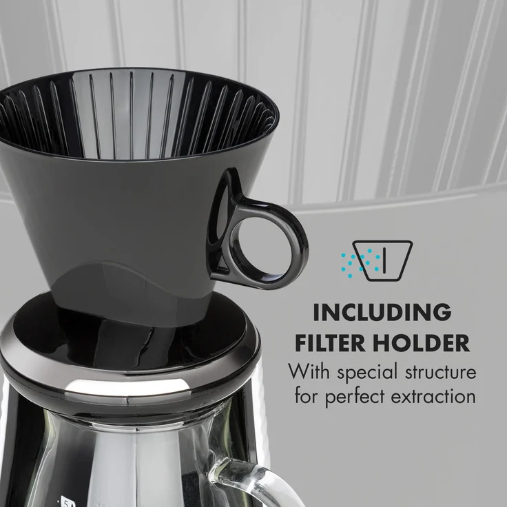 Klarstein craft coffee Waage, Timer, Glaskanne, Filteraufsatz, 600ml, schwarz-weiß – Bild 6