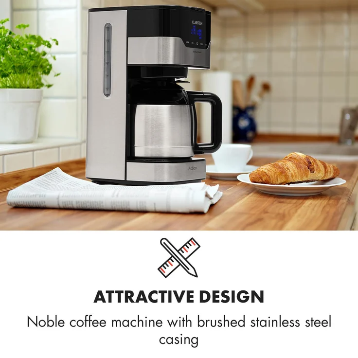 Klarstein Kaffeemaschine Arabica, 800 W, EasyTouch Control, silber – Bild 2
