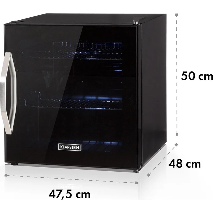 Klarstein Beersafe L Onyx Getränkekühlschrank, freistehend, schwarz, LED, 2 Metallroste, Glastür, Breite 50 cm – Bild 10