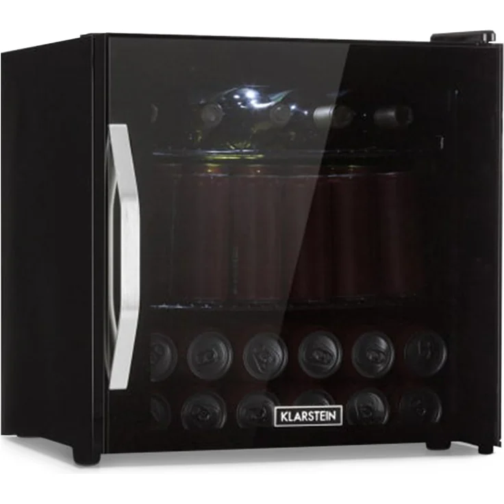 Klarstein Beersafe L Onyx Getränkekühlschrank, freistehend, schwarz, LED, 2 Metallroste, Glastür, Breite 50 cm – Bild 1