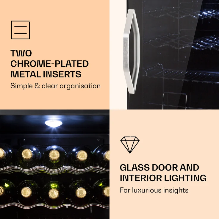 Klarstein Beersafe XL Onyx Getränkekühlschrank LED 4 Metallroste Glastür schwarz – Bild 3