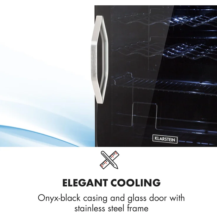 Klarstein Beersafe XL Onyx Getränkekühlschrank LED 4 Metallroste Glastür schwarz – Bild 8