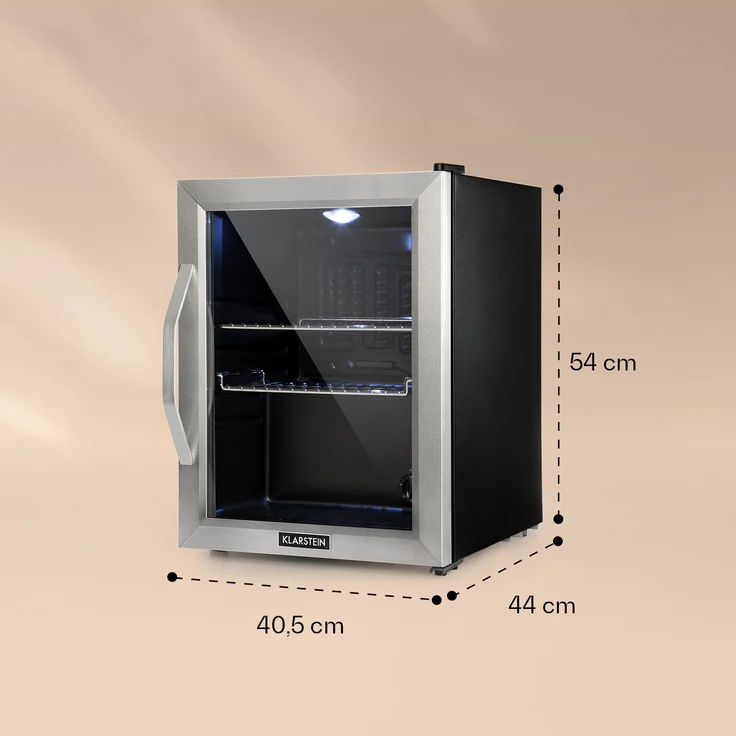 Klarstein Beersafe M Getränkekühlschrank, freistehend, mattschwarz, LED, 2 Metallroste, Glastür, Breite 40.5 cm – Bild 5