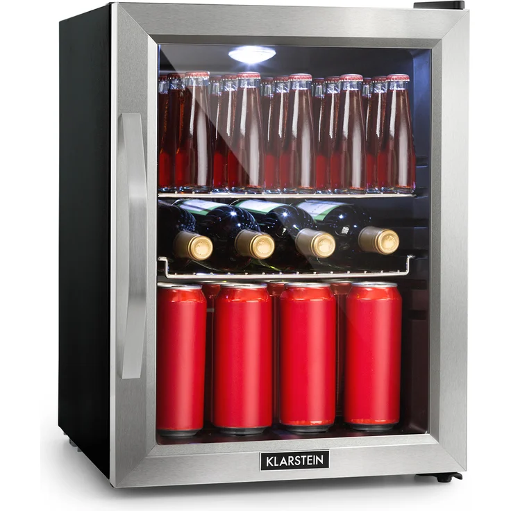Klarstein Beersafe M Getränkekühlschrank, freistehend, mattschwarz, LED, 2 Metallroste, Glastür, Breite 40.5 cm – Bild 1