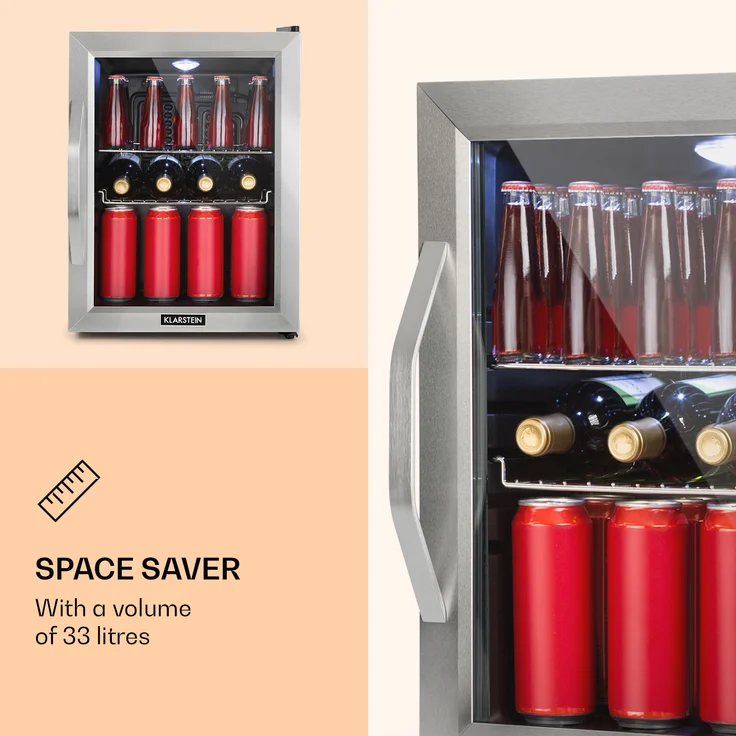 Klarstein Beersafe M Getränkekühlschrank, freistehend, mattschwarz, LED, 2 Metallroste, Glastür, Breite 40.5 cm – Bild 2