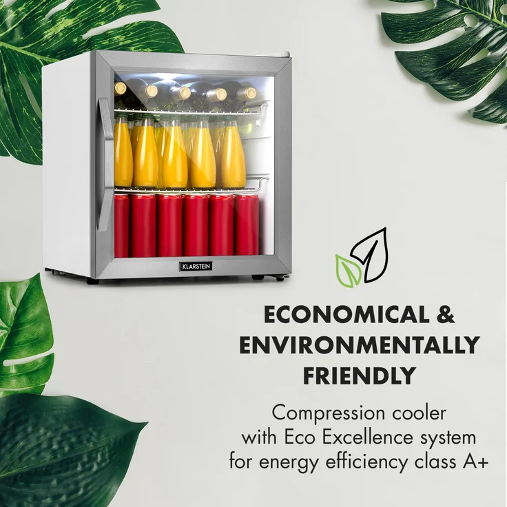 Klarstein Beersafe L Crystal White Getränkekühlschrank, LED 2 Metallroste Glastür weiß – Bild 7