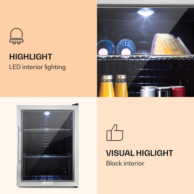 Klarstein Beersafe XL Getränkekühlschrank 60 Liter Klasse Glastür Edelstahl – Bild 3