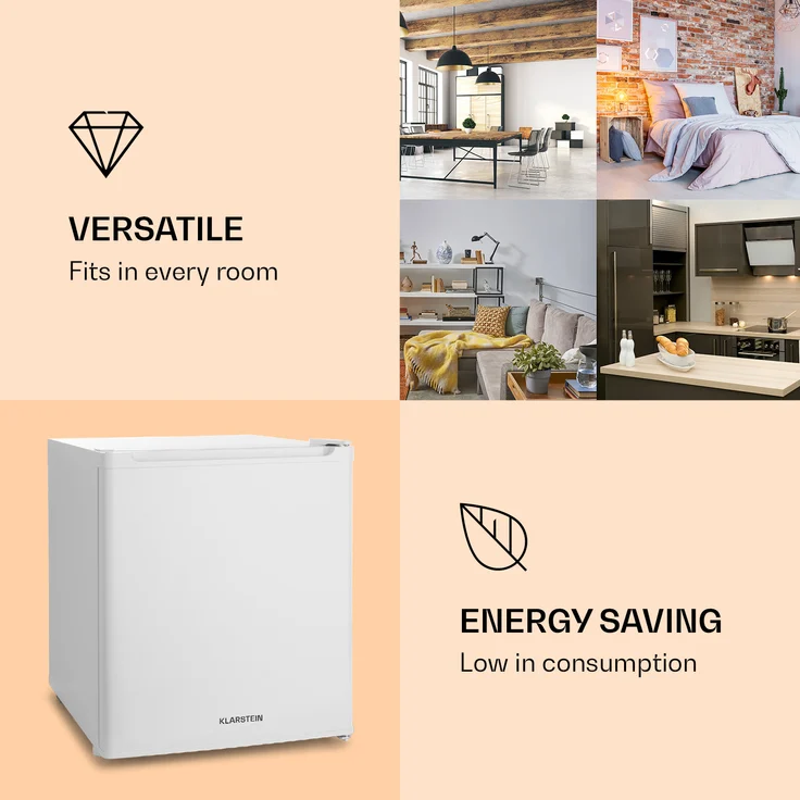 Klarstein Snoopy Eco Mini-Kühlschrank mit Gefrierfach 46 Liter 41dB weiß – Bild 4