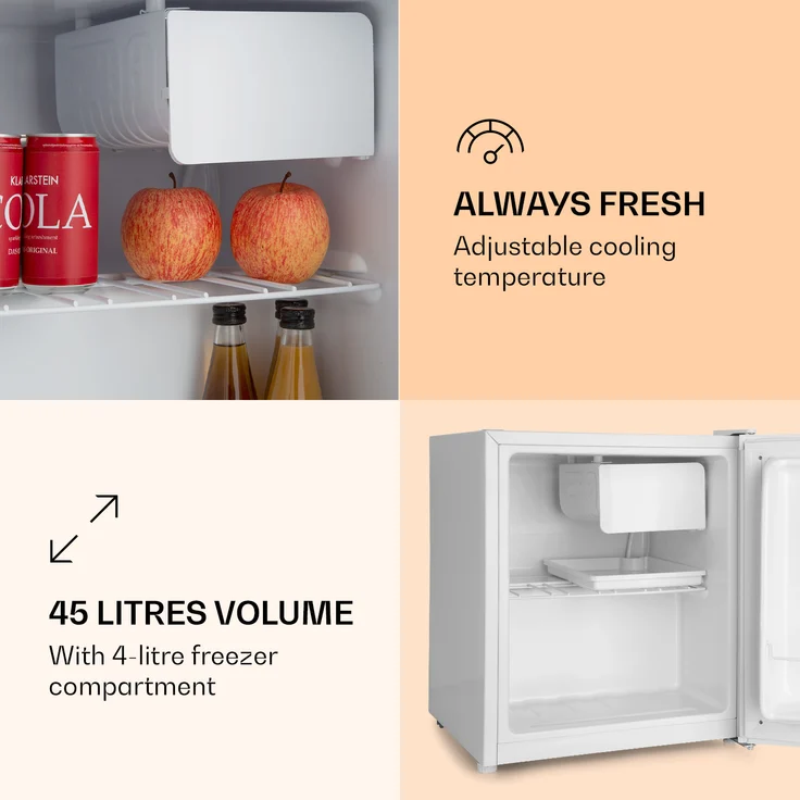 Klarstein Snoopy Eco Mini-Kühlschrank mit Gefrierfach 46 Liter 41dB weiß – Bild 3