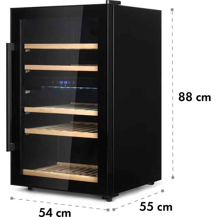 Klarstein Barossa 40D Weinkühlschrank, 2 Zonen, 135 L, 41 Flaschen, Glastür, Touch, LED, schwarz, Einbau – Bild 10