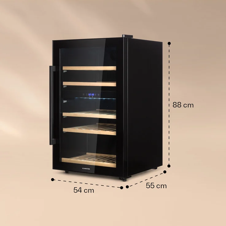 Klarstein Barossa 40D Weinkühlschrank, 2 Zonen, 135 L, 41 Flaschen, Glastür, Touch, LED, schwarz, Einbau – Bild 6