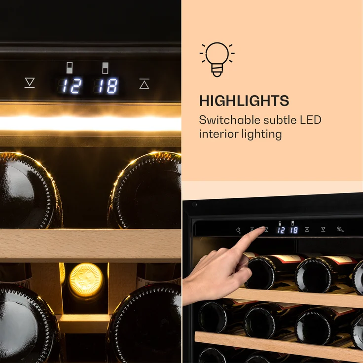 Klarstein Barossa 77 Duo Weinkühlschrank 2 Zonen 191 L 77 Fl. Touch LED schwarz – Bild 6