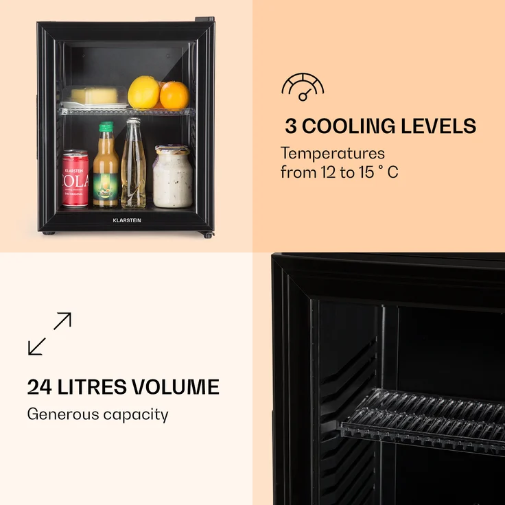 Klarstein Brooklyn Kühlschrank, freistehend, schwarz, LED, Glastür, Energieklasse E – Bild 3