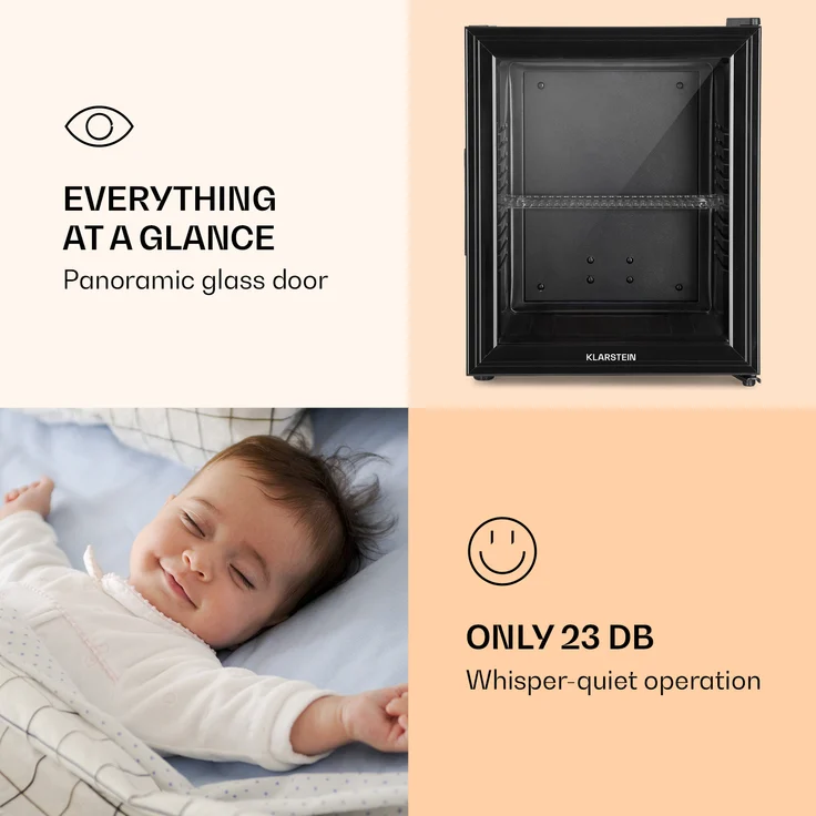 Klarstein Brooklyn Kühlschrank, freistehend, schwarz, LED, Glastür, Energieklasse E – Bild 5