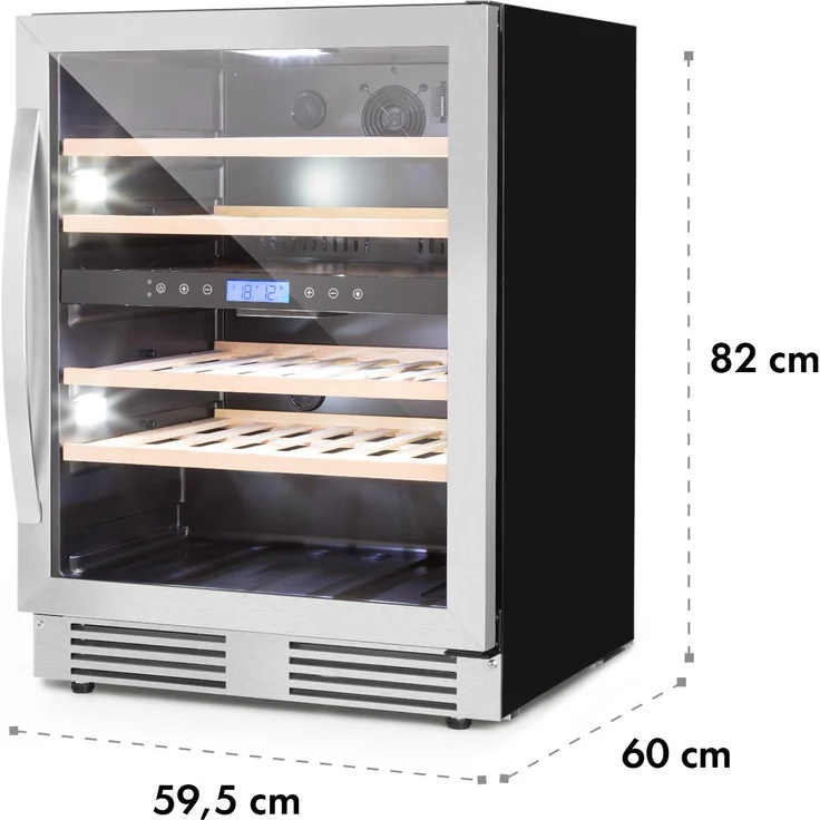 Klarstein Vinovilla Duo 43 Zweizonen-Weinkühlschrank 129l 43 Fl. 3-Farben Glastür, Einbau – Bild 8