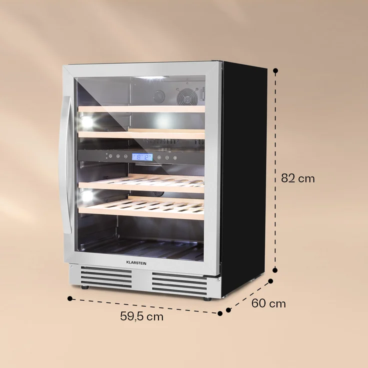 Klarstein Vinovilla Duo 43 Zweizonen-Weinkühlschrank 129l 43 Fl. 3-Farben Glastür, Einbau – Bild 6