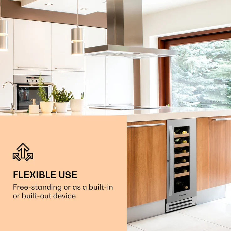 Klarstein VinovillaSmart Weinkühlschrank 50l - 20 Flaschen Glastür Edelstahl, Einbau – Bild 2
