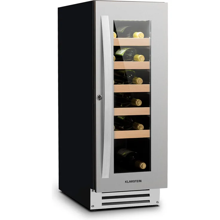 Klarstein VinovillaSmart Weinkühlschrank 50l - 20 Flaschen Glastür Edelstahl, Einbau
