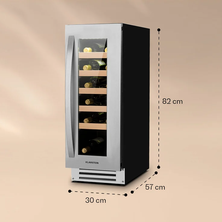 Klarstein VinovillaSmart Weinkühlschrank 50l - 20 Flaschen Glastür Edelstahl, Einbau – Bild 6