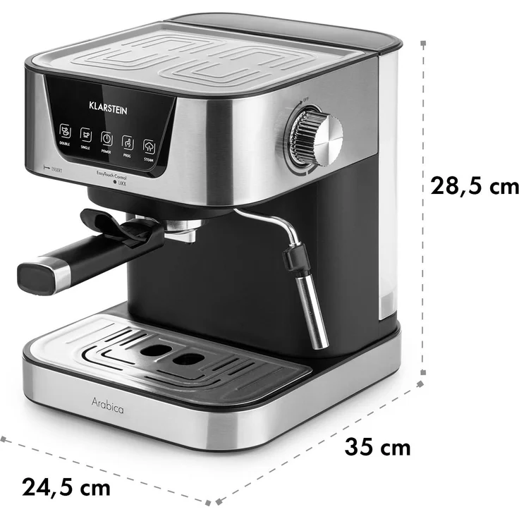 Klarstein Arabica Espressomaschine, 1050 W, 15 Bar, 1,5l Touch-Bedienfeld, Edelstahl – Bild 9