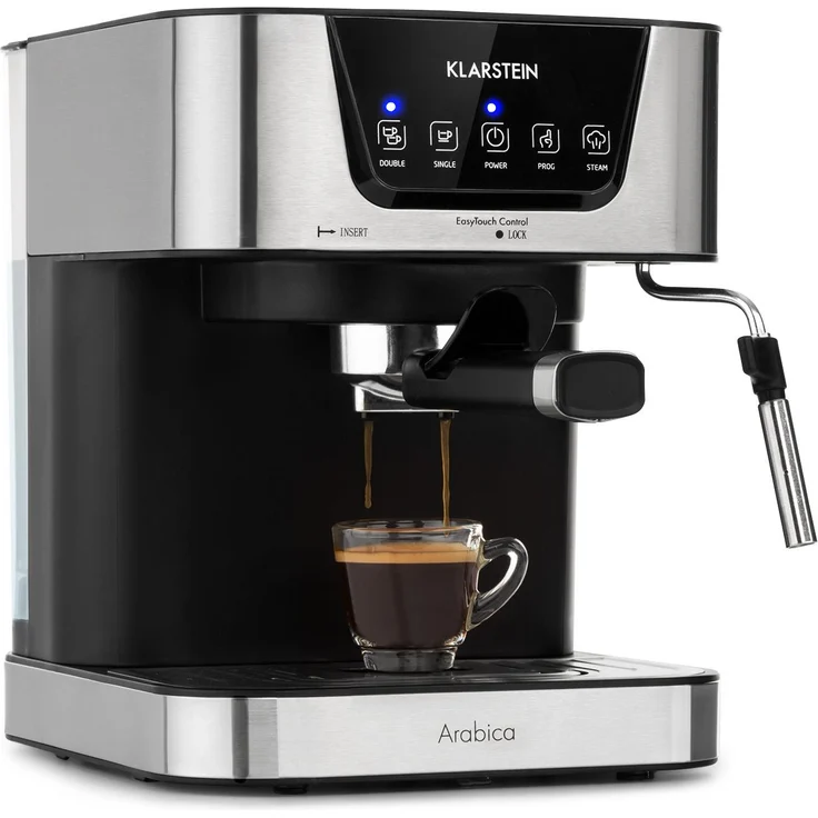 Klarstein Arabica Espressomaschine, 1050 W, 15 Bar, 1,5l Touch-Bedienfeld, Edelstahl – Bild 1