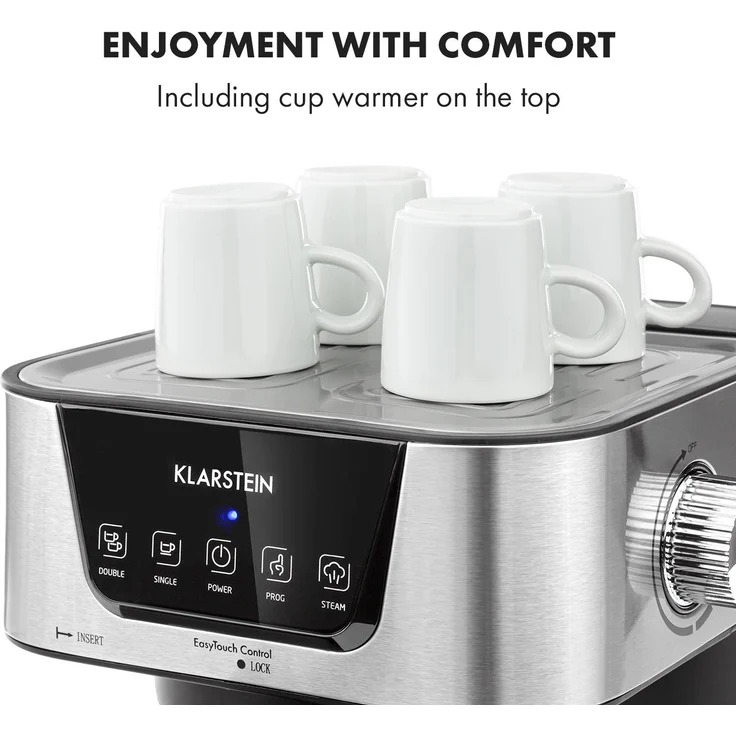 Klarstein Arabica Espressomaschine, 1050 W, 15 Bar, 1,5l Touch-Bedienfeld, Edelstahl – Bild 8