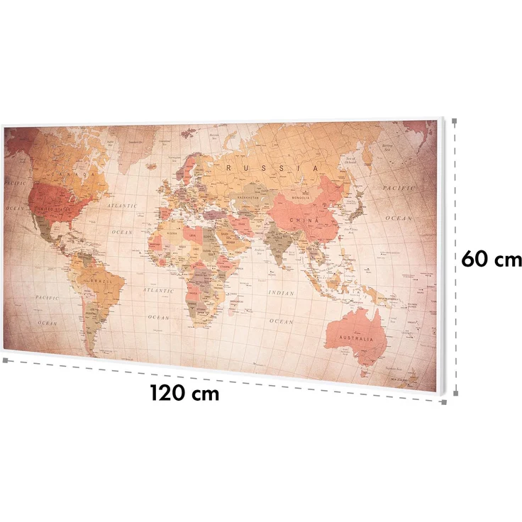 Klarstein Wonderwall Air Art Smart Infrarotheizung 120x60cm 700W Wandinstallation App-Steuerung Weltkarte, Infrarotheizung – Bild 9