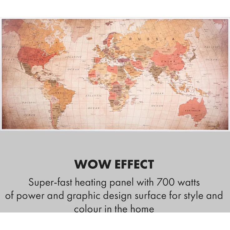 Klarstein Wonderwall Air Art Smart Infrarotheizung 120x60cm 700W Wandinstallation App-Steuerung Weltkarte, Infrarotheizung – Bild 5