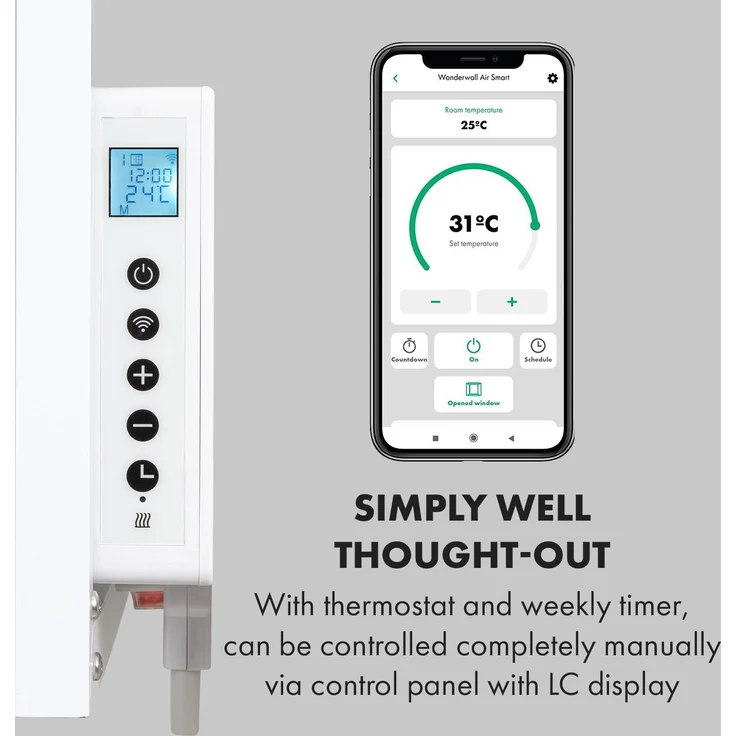 Klarstein Wonderwall Air Art Smart Infrarotheizung 60x60cm 350W Wandinstallation App-Steuerung Marmor II, Infrarotheizung – Bild 7