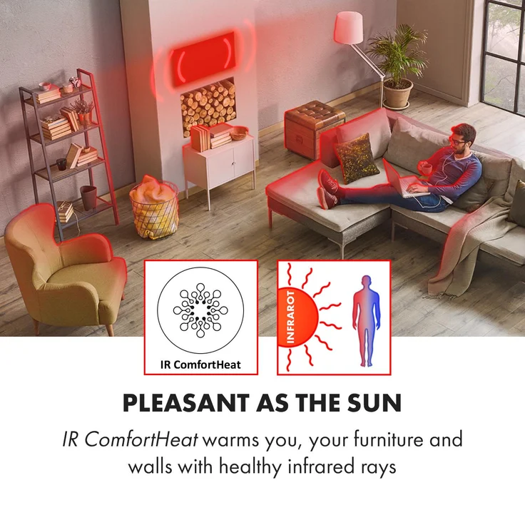 Klarstein Wonderwall Air Art Smart Infrarotheizung 60x60cm 350W Wandinstallation App-Steuerung Marmor II, Infrarotheizung – Bild 3