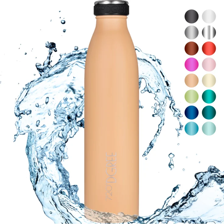 720°DGREE Trinkflasche Edelstahl Doppelwandig 750ml Isolierflasche milkyBottle light peach matt – Bild 1