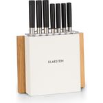 Kitano Plus Messer-Set 9 tlg. Holzblock Bambus-Schneidebrett weiß