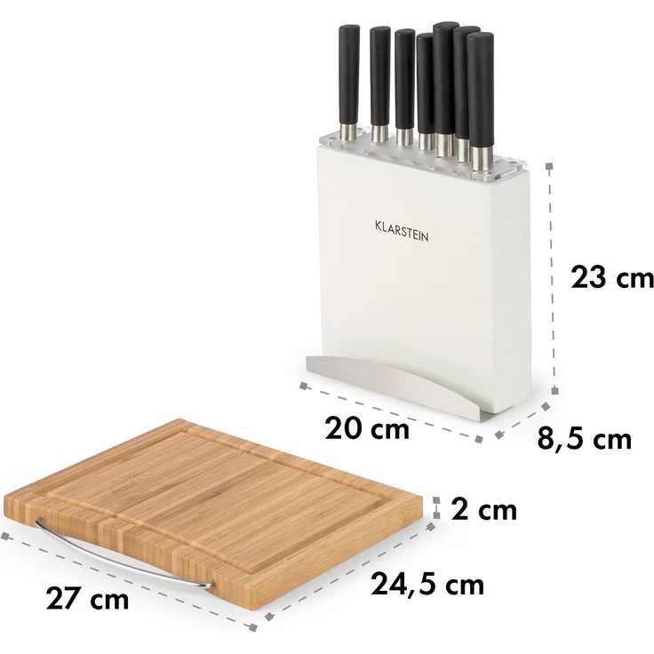 Kitano Plus Messer-Set 9 tlg. Holzblock Bambus-Schneidebrett weiß – Bild 9