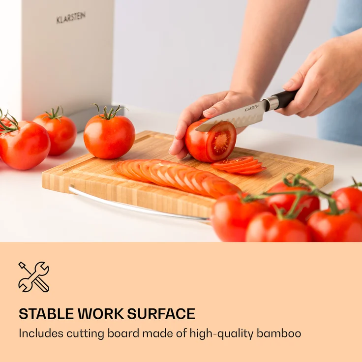 Kitano Plus Messer-Set 9 tlg. Holzblock Bambus-Schneidebrett weiß – Bild 2