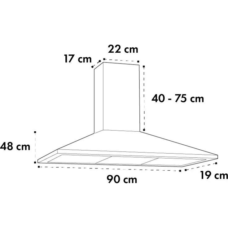 Klarstein Zugspitze 90, Motorhaube, Esse, Breite: 90 cm, Tiefe: 19 cm, Absaugung und Rückführung (mit zusätzlichem Rückführungsset), Schwarz – Bild 8