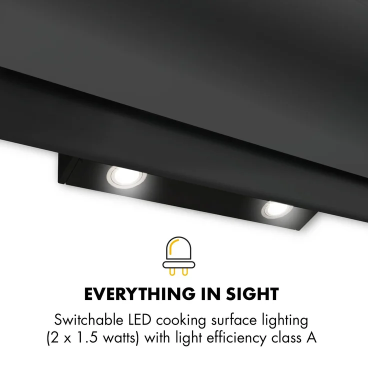 Klarstein Aurica 90, Motorhaube, Kamin abgewinkelt, Breite: 90 cm, Tiefe: 33 cm, Absaugung und Rückführung (mit zusätzlichem Rückführungsset), Schwarz – Bild 8