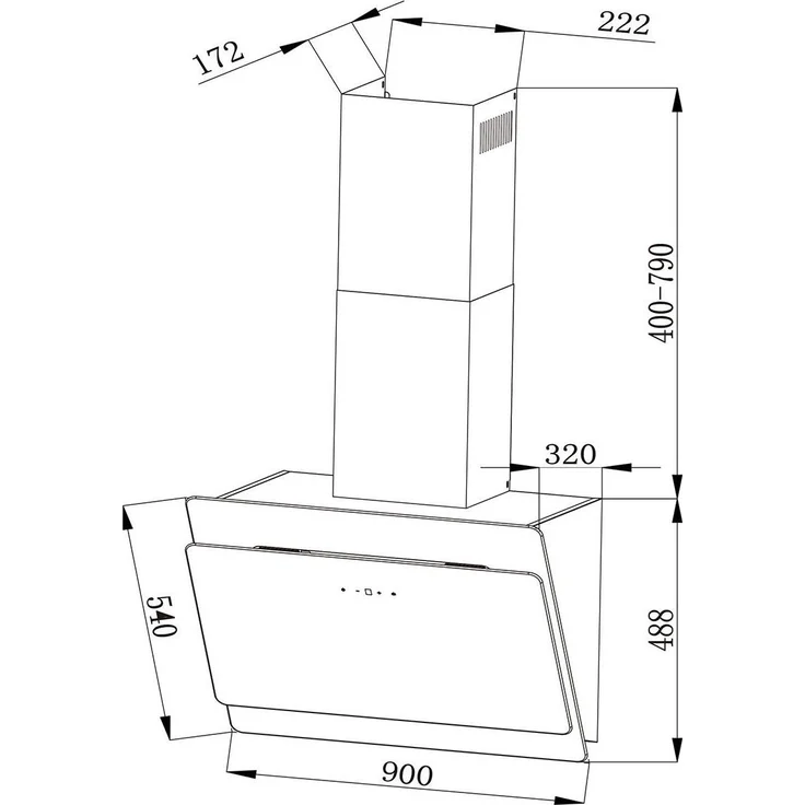 Klarstein Aurica 90, Motorhaube, Kamin abgewinkelt, Breite: 90 cm, Tiefe: 33 cm, Absaugung und Rückführung (mit zusätzlichem Rückführungsset), Schwarz – Bild 10