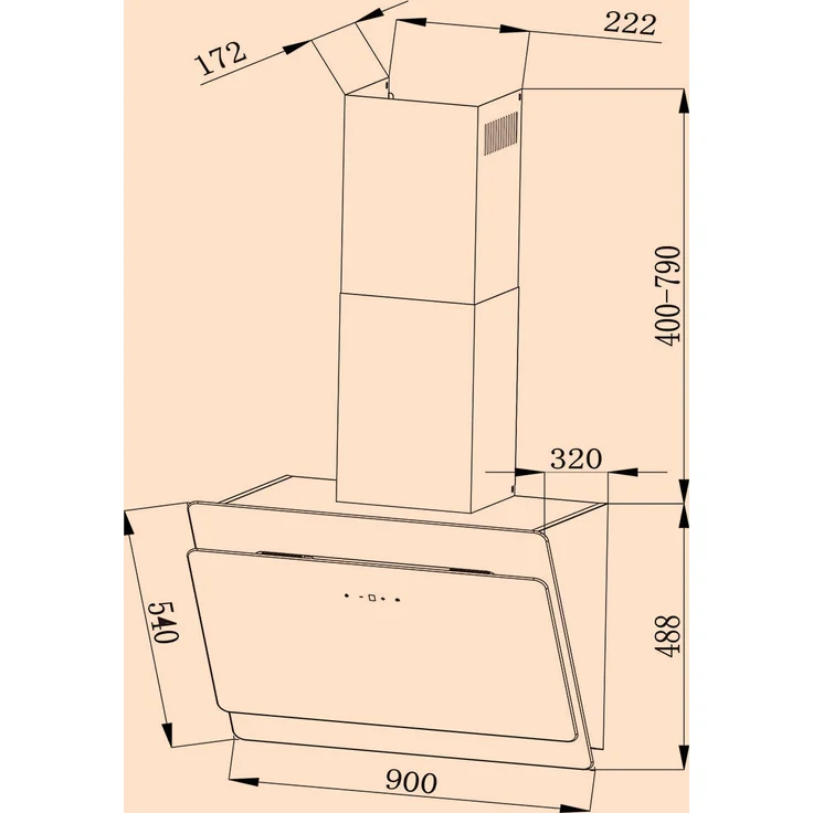 Klarstein Aurica 90, Motorhaube, Kamin abgewinkelt, Breite: 90 cm, Tiefe: 33 cm, Absaugung und Rückführung (mit zusätzlichem Rückführungsset), Schwarz – Bild 6