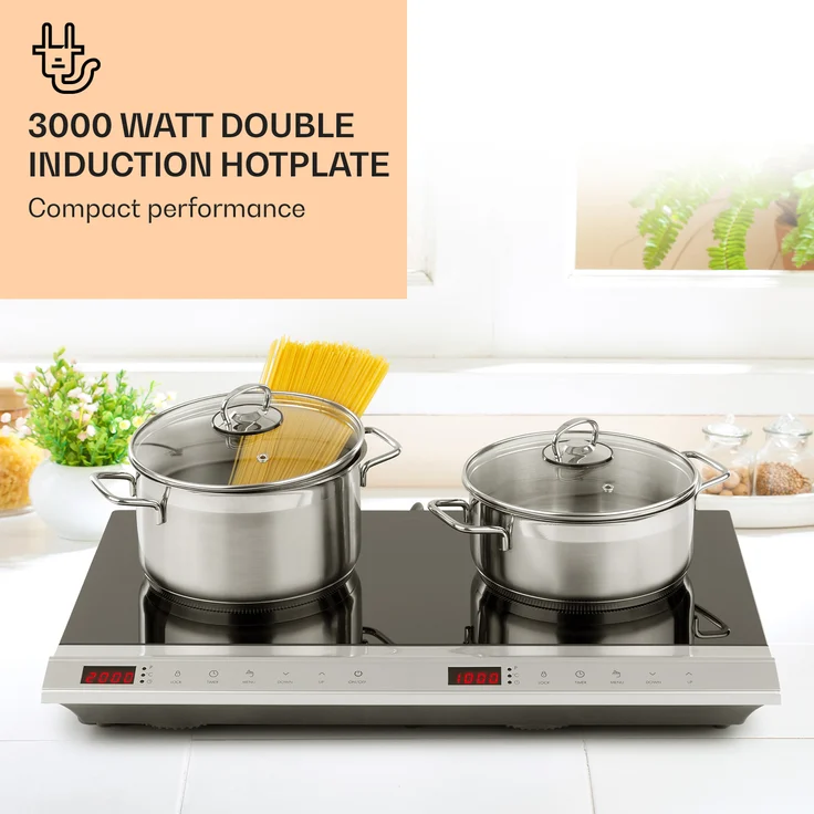 Klarstein MisterCook Duo Kochplatte Infrarot 3000W 90-650°C Abschalttimer silber – Bild 2