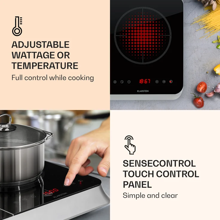 Klarstein InnoChef Induktionskochfeld 3400W Touch Control Glaskeramik silber – Bild 4
